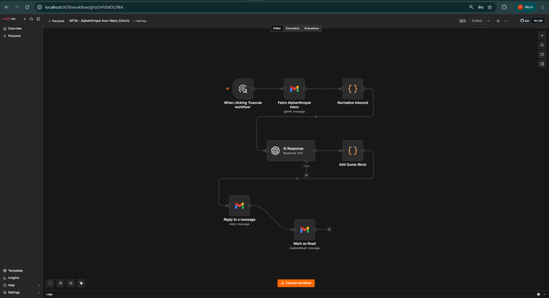 WF3b Recipient Auto Reply workflow canvas